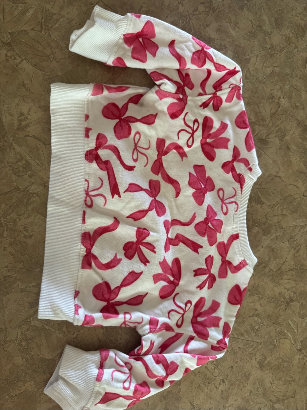 Girls White Sweater with Pink Bow Print - Cute Pullover Top